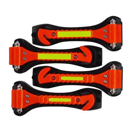 Segomo Tools 4 x Emergency Escape Safety Hammers w/Window Breaker, Seat Belt Cutter T07021B